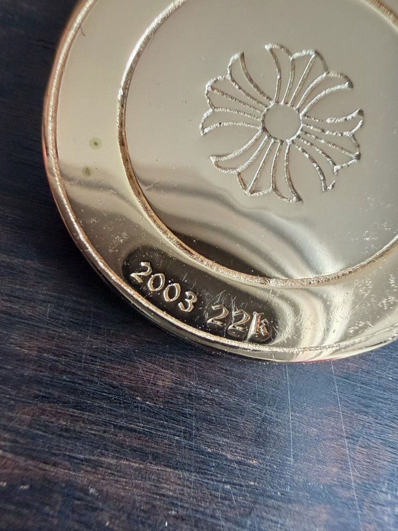 高仿克羅心 鍍22K 鑲鑽天使圓牌吊墜